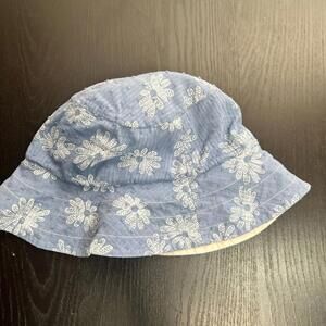 Stylish Blue Hat with White Leaf Pattern